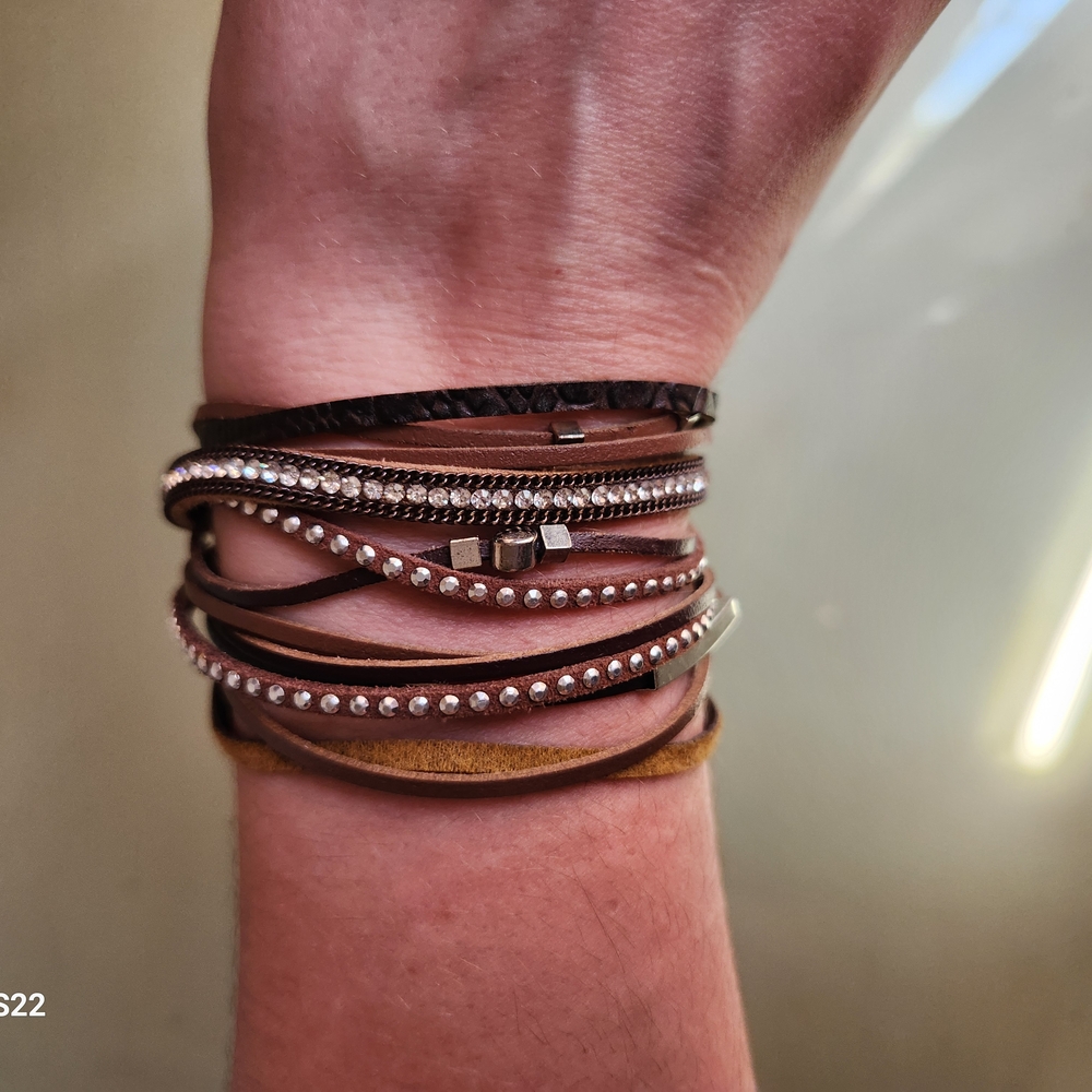 Brown and Silver Wrap Bracelet